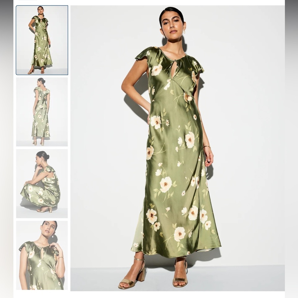 NWT The Occasion by Old Navy Flutter-Sleeve Keyhole Satin Maxi Dress xl